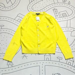 Bonpoint Yellow Lemon Button Up Linen Blend Cardigan